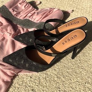 Guess Black Front Strap Heels